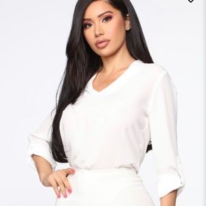 Fashion Nova I’m Unavailable Blouse - White